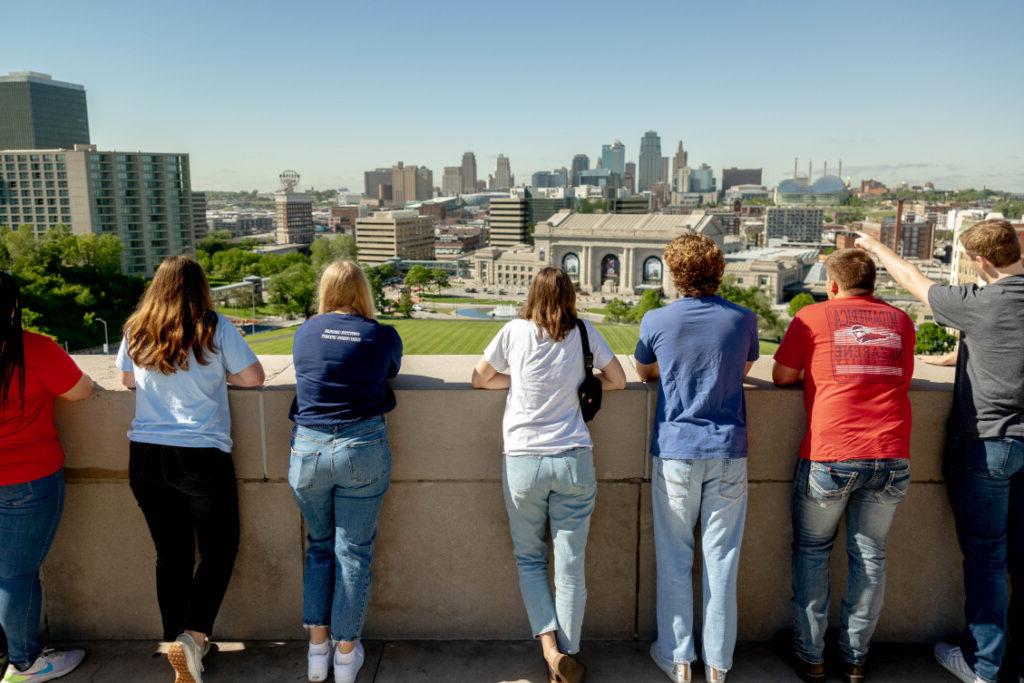 Students standing together overlooking KC Union Station